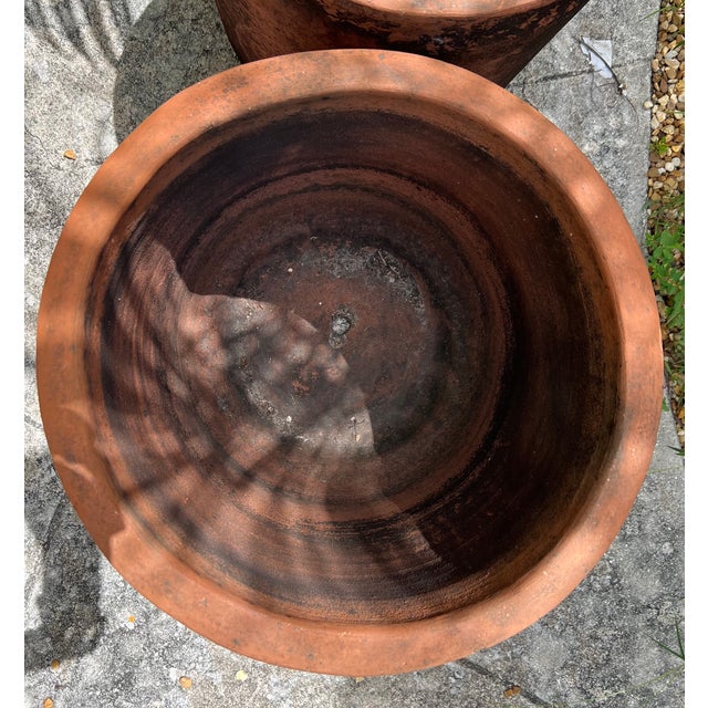 Terra Cotta Vintage Terracotta Cylinder Planters -Pair For Sale - Image 8 of 8