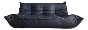 Togo Sofa in Black Leather by Michel Ducaroy for Ligne Roset