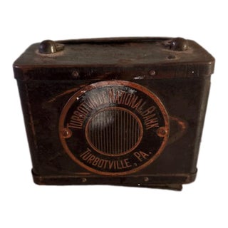 Early 20th Century Metal Coin and Bill Bank Turbotville Pennsylvania For Sale