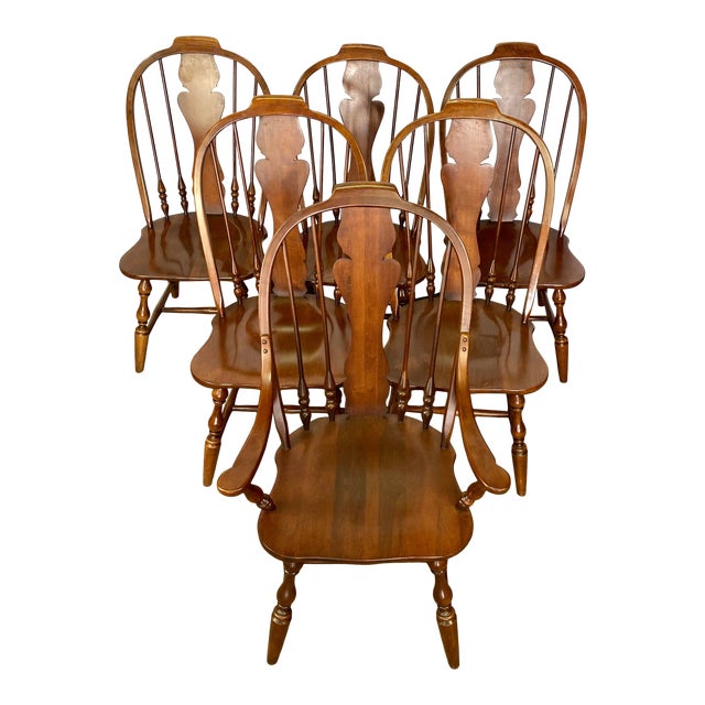 Vintage Virginia House Farmhouse Windsor Dining Chairs Set of 6