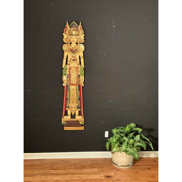 Vintage decorative wall art home decor, hand-carved hard wood hand-painted wooden sculpture of a traditional dancer like a...