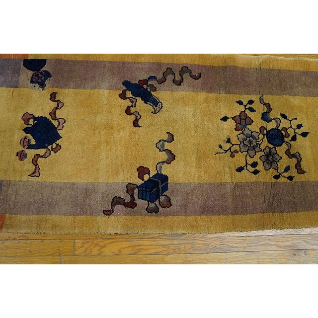 1920s 1920s Beige Floral Antique Chinese Art Deco Hand Knotted Rug 2'6" X 11'4" Wool Carpet For Sale - Image 5 of 6