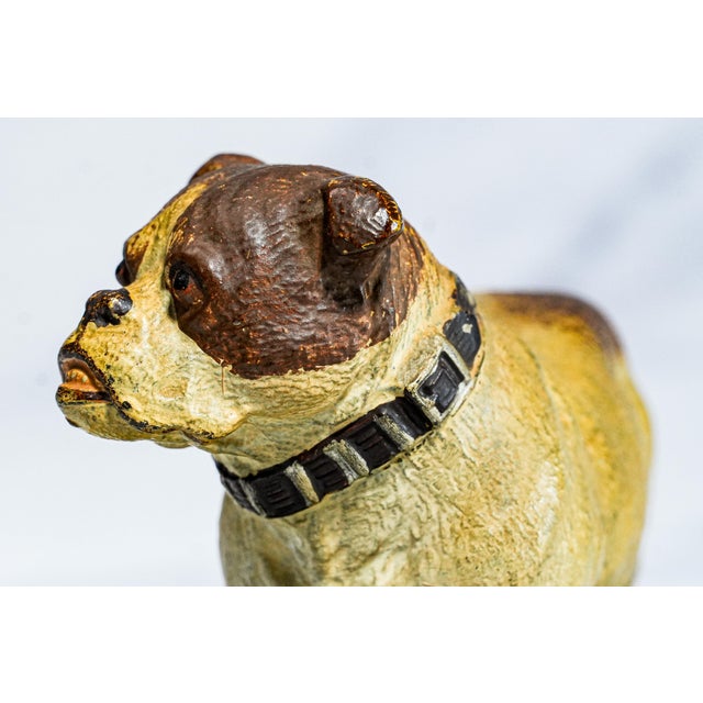 English Bulldog Figurine Antique Cold Painted Metal Dog Rug Statue Sculpture For Sale In New York - Image 6 of 13