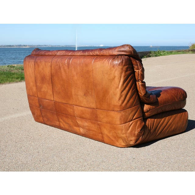 1970s Vintage Convertible Leather Sofa, 1970s For Sale - Image 5 of 18