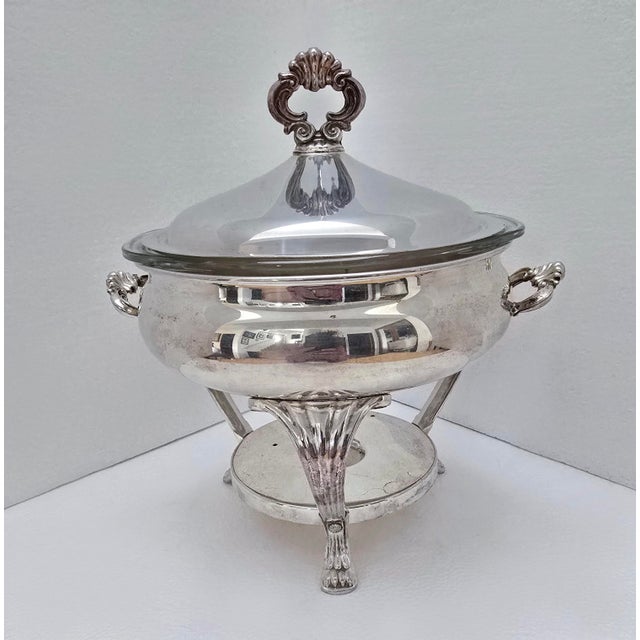 F.B. Rogers Silver Co. Early 20th Century Fb Rogers Silver Plate Serving Dishes With Pyrex Inserts - 2pcs For Sale - Image 4 of 7