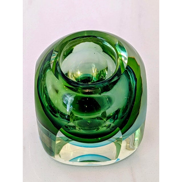 Vintage Green and Blue Murano Sommerso Vase For Sale In San Francisco - Image 6 of 8