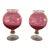 Vintage Cranberry Etched Vase For Sale
