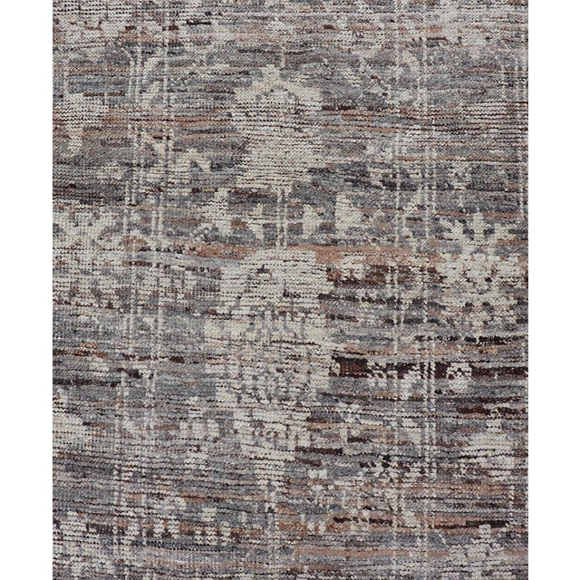 2020s Modern Oushak Runner in Wool With Floral Design in Shades of Gray, Brown, Cream 3'0 X 12'1 For Sale - Image 5 of 11