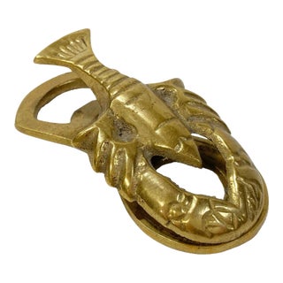 Vintage Brass Lobster Receipt Clip Bottle Opener For Sale