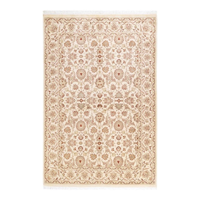 Ivory Eclectic, One-of-a-Kind Hand-Knotted Area Rug in Ivory, 4' 2" x 6' 3" For Sale - Image 8 of 8