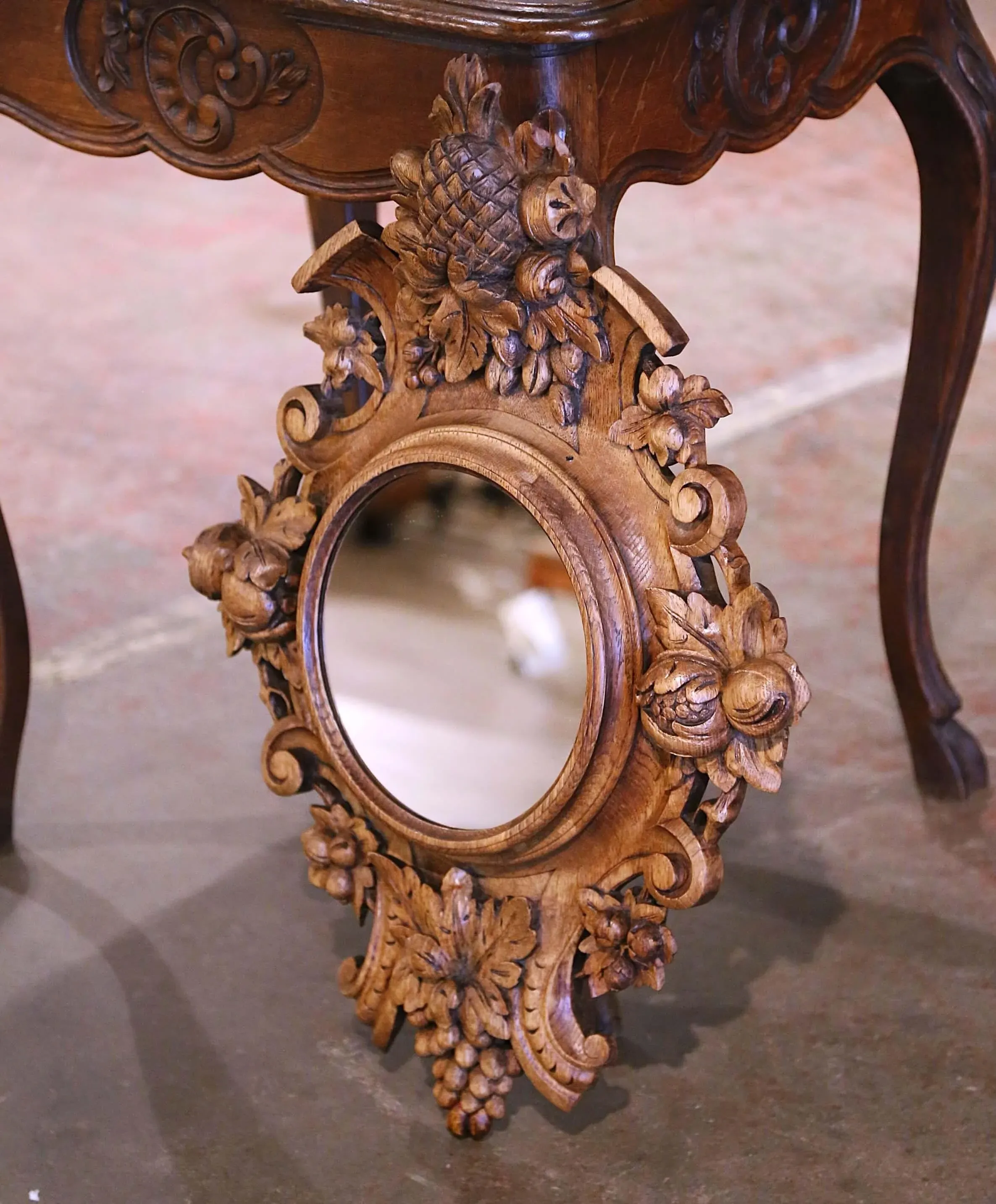 19th Century French Black Forest Carved Bleached Oak Wall Mirror