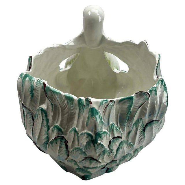 Large Hand-Painted Majolica Swan Jardinière, Italy, 1930s For Sale - Image 6 of 10