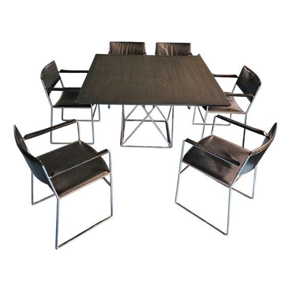 Arco Dining Set from Arnold Merckx, 1980s, Set of 7 For Sale