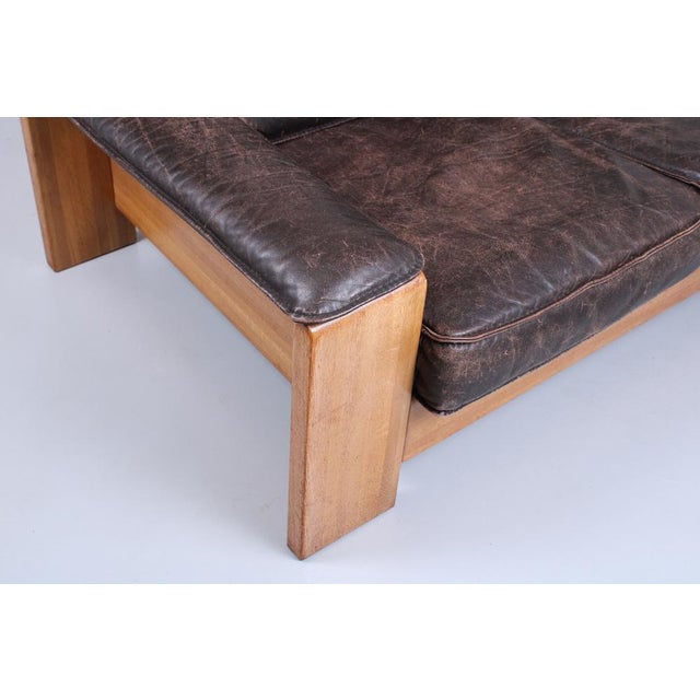Brutalist Light Oak and Dark Leather Sofa by Harry de Groot for Leolux, 1970s For Sale - Image 13 of 18