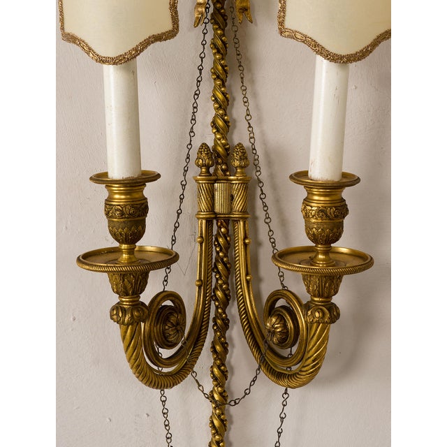 Napoleon III Wall Lamps in Gilded and Hand-Chiseled Bronze, Set of 2 For Sale - Image 5 of 11