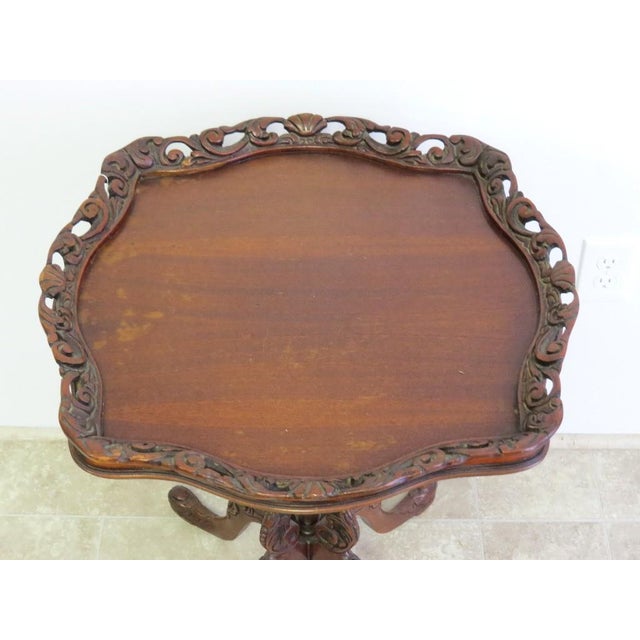 Late 19th Century Antique Rococo Revival Carved Mahogany Occasional Table For Sale - Image 5 of 6