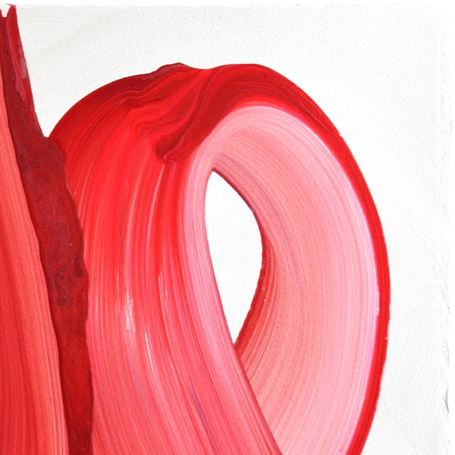 Contemporary Avp_1629 - Original Abstract Red Tone Contemporary Acrylic Painting on Paper by Alex Voinea For Sale - Image 3 of 7