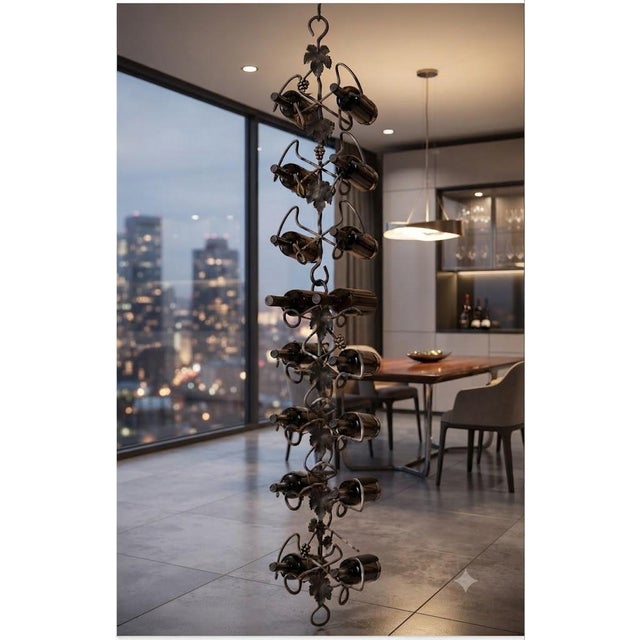 Metal A Striking Architectural Vine Design, Evoking the Feeling of Climbing Through Sunlit Grape Fields – 92" Custom Wrought Iron For Sale - Image 7 of 18