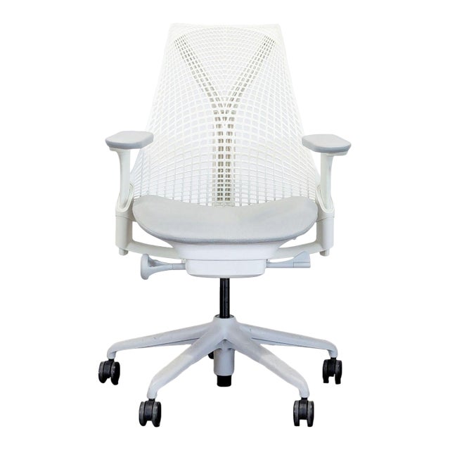 Herman Miller Sayl White Ergonomic Office Chair With Adjustable Armrests For Sale