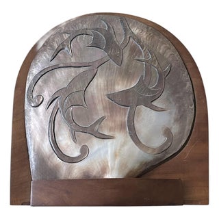 1970s Shell Hinge Lidded Walnut Wood Box Attributed to Alexandre Noll For Sale