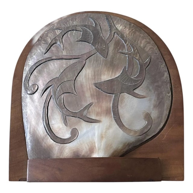 1970s Shell Hinge Lidded Walnut Wood Box Attributed to Alexandre Noll For Sale