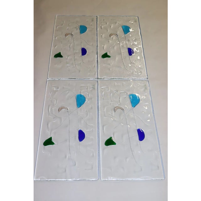 Itre 1990s Itre Murano Hand Cast Glass Set of 4 Panels For Sale - Image 4 of 13