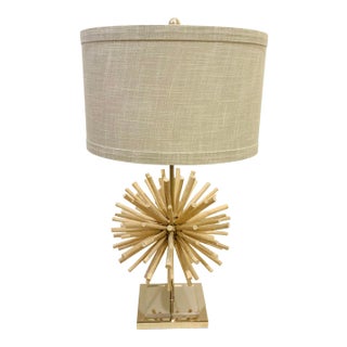 Organic Modern Bleached Twig Sphere Table Lamp For Sale