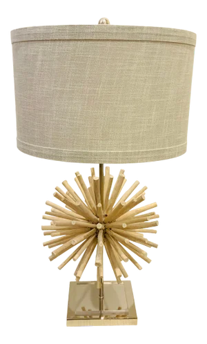 Organic Modern Bleached Twig Sphere Table Lamp