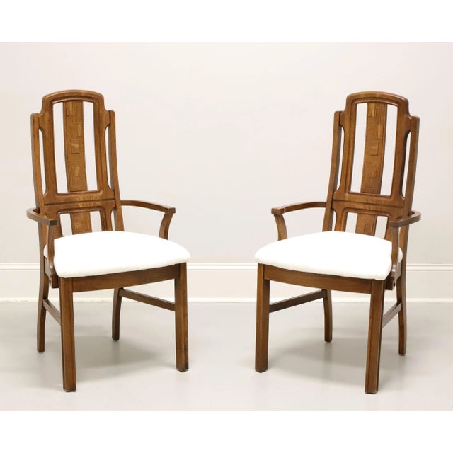 Broyhill Premier Mid 20th Century Oak Brutalist Style Dining Armchairs - Pair For Sale - Image 11 of 11