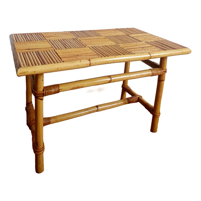 Vintage Bamboo Coffee Table in the style of Audoux Minet, 1970s For Sale