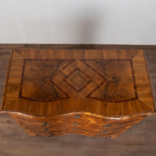 Late 18th Century German Rococo Inlaid Chest of Three Drawers For Sale - Image 4 of 15