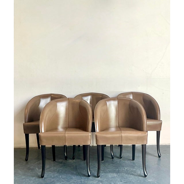 Vintage Italian Georgetti Leather Dining Chairs - Set of 5 For Sale - Image 12 of 12