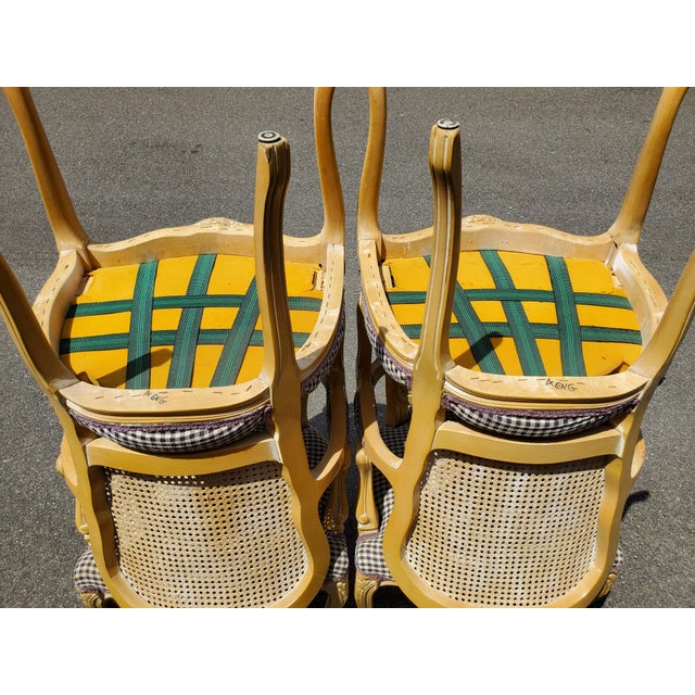 Mid 20th Century French Provincial Louis XV Style Cane Backed Fauteuils Arm Chairs For Sale - Image 14 of 17
