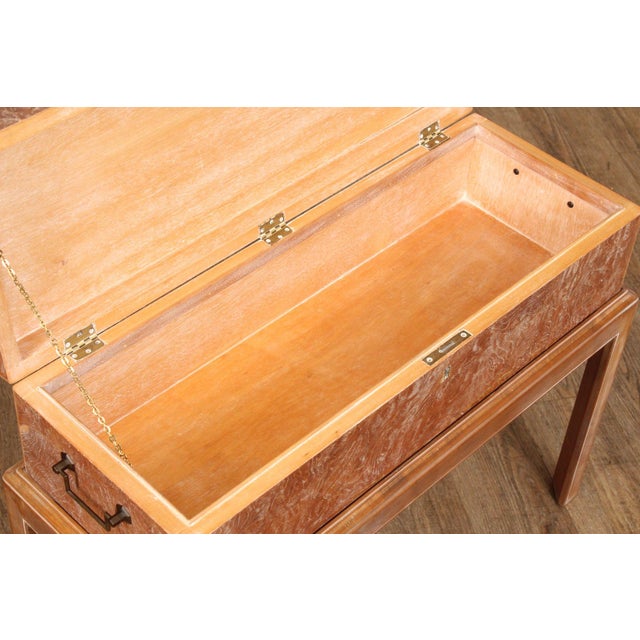 Georgian Style Cerused Burl Wood Box On Stand For Sale - Image 4 of 12