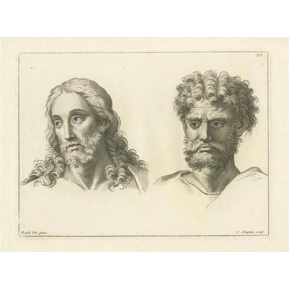 Paper C. Dupuis, Dualities of Raphael, 1740, Print For Sale - Image 7 of 7
