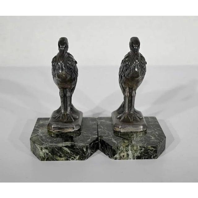 1920s Art Deco Heron Bookends by Maurice Frécourt, 1920s, Set of 2 For Sale - Image 5 of 13