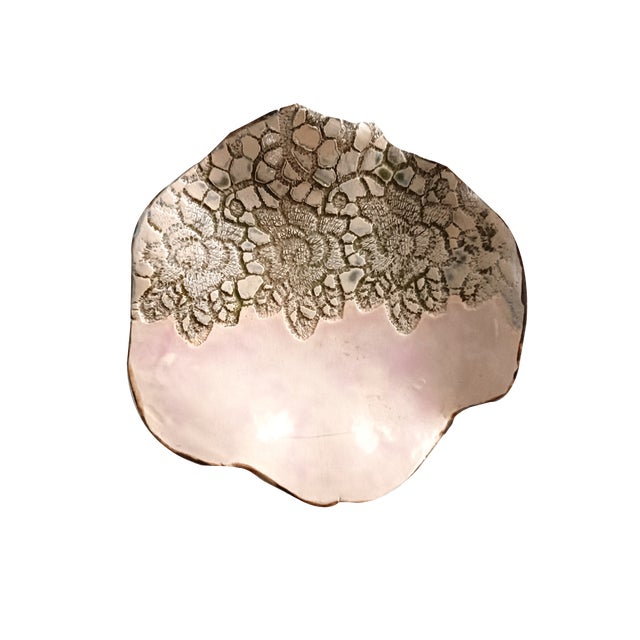 Pink and Green Lace Bowl by Daniela Proietti For Sale