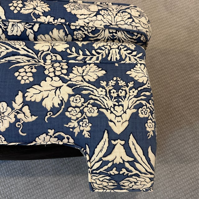 2010s Blue and White Club Chair With Ottoman For Sale - Image 5 of 12