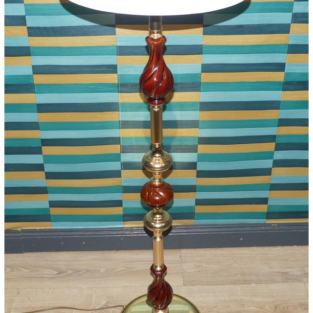 1970s Brass and Ceramic Floor Lamp, 1970s For Sale - Image 5 of 8