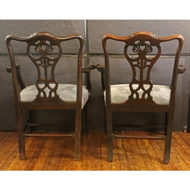 Brown Late 19th Century Pair of George III Style Mahogany Arm Chairs For Sale - Image 8 of 8