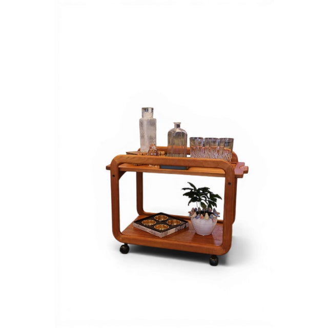 Wood Danish Teak Drinks Trolley with Loose Tray, 1960s For Sale - Image 7 of 18
