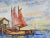 Vintage Mid 20th Century Sailboats in Harbor Modernist Painting For Sale In Seattle - Image 6 of 8