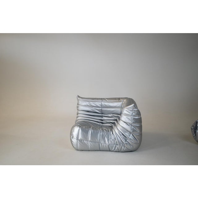 Textile Togo Living Room Set in Silver Fabric by Michel Ducaroy for Ligne Roset, 1979, Set of 5 For Sale - Image 7 of 13