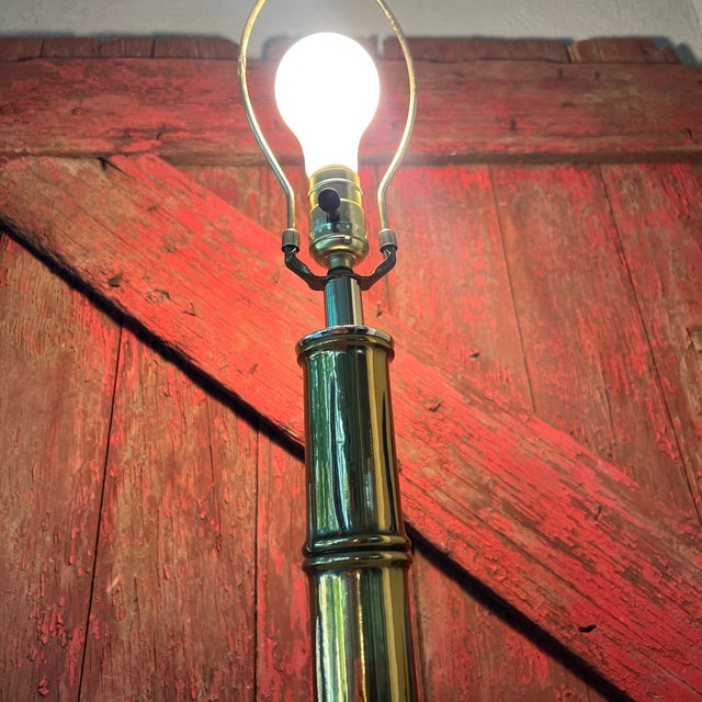 Brass Vintage Brass Table Lamp With Bamboo Design 21" For Sale - Image 8 of 15