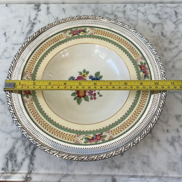 Ceramic Vintage Lenox Floralia Pattern Soup Bowl With Sterling Silver Accent For Sale - Image 7 of 9