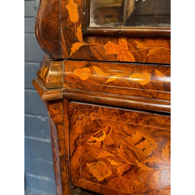 19th Century 19th Century Dutch Marquetry Inlaid Walnut Cabinet For Sale - Image 5 of 7