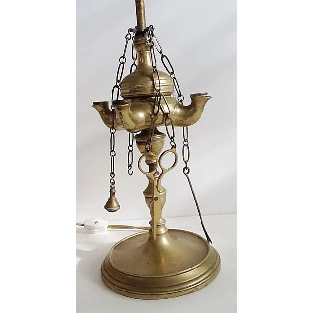 Farmhouse Converted Brass Oil Lamp For Sale - Image 3 of 7