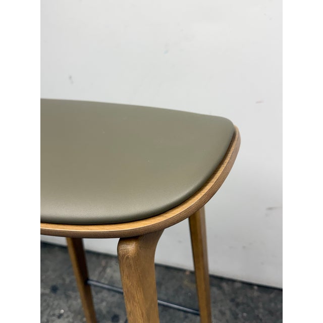 Mid-Century Modern Norr11 Ny11 Bar Stool Light Smoked Oak + Spectrum Autumn Leather Seat For Sale - Image 3 of 12