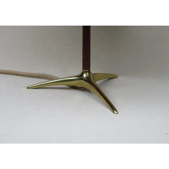 Austrian Brass, Wood & Cord Table Lamp with Crow's Foot, 1950s For Sale - Image 17 of 18