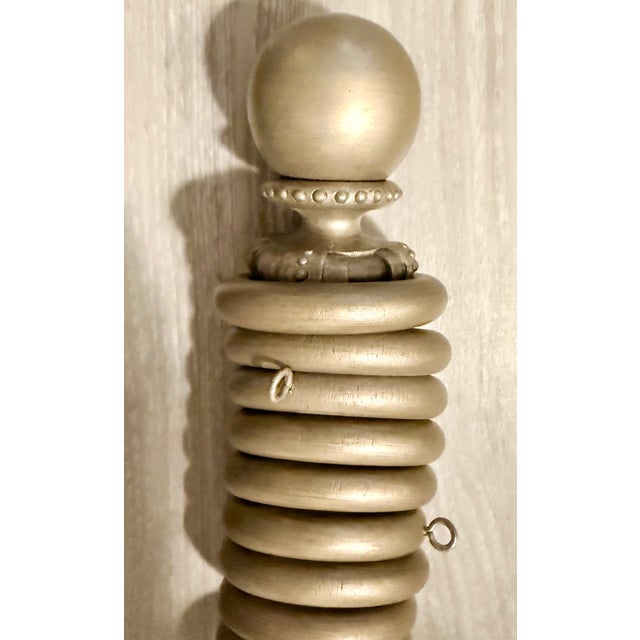 Mid-Century Modern Ethan Allen Drapery Curtain Rod With Finials & Rings – Antique Gold 102" For Sale - Image 3 of 7